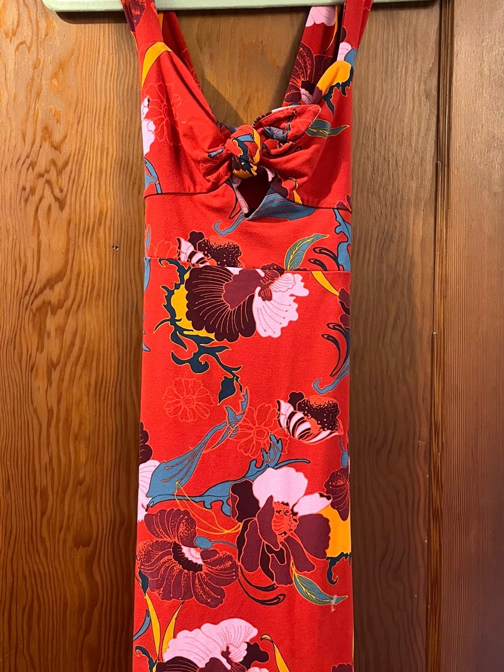 Free People Red Floral Knot-Front Mini Dress